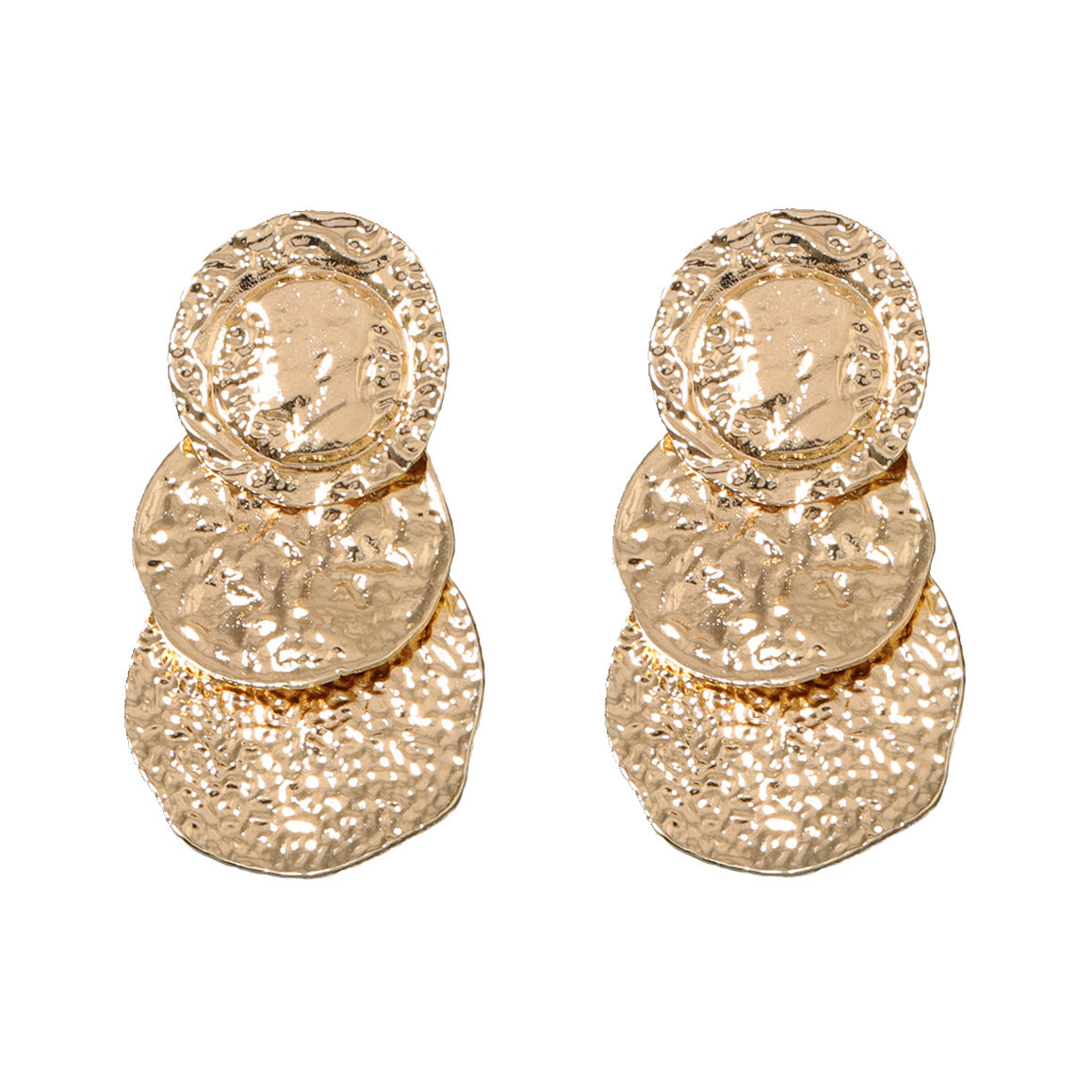 Wholesale Geometric Circular Alloy Multi-layer Pleated Earrings