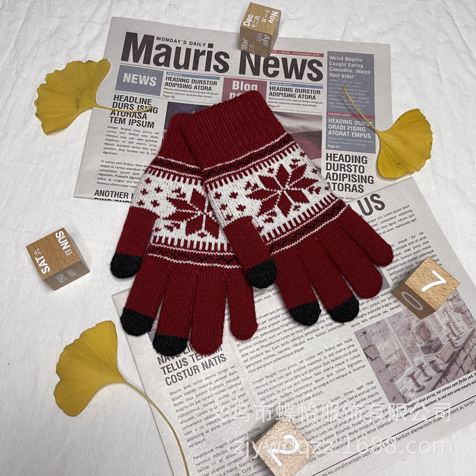 Wholesale Winter Creative Warm Finger Jacquard Touch Screen Glove