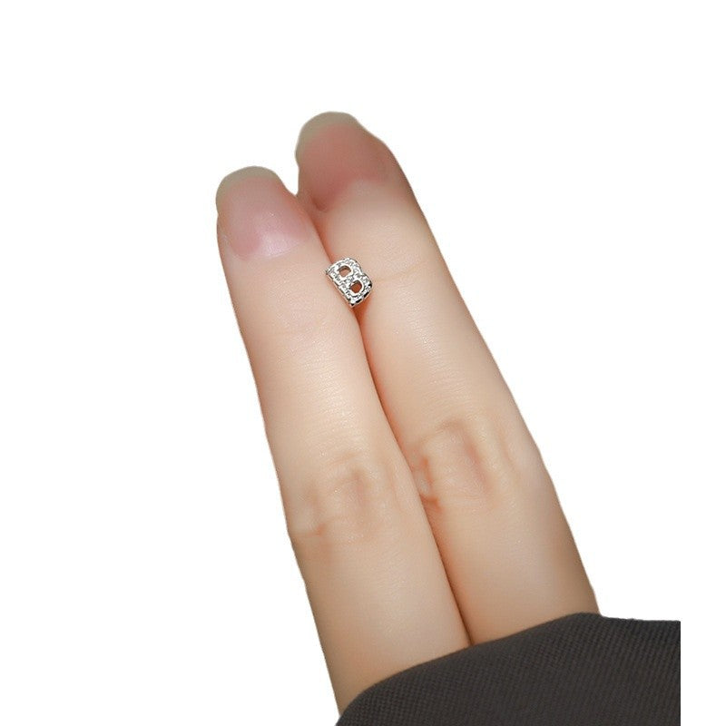 Wholesale Simple Niche Design Mini Full Diamond Earrings for Men and Women Sterling Silver Full Diamond 26 Letter Earrings