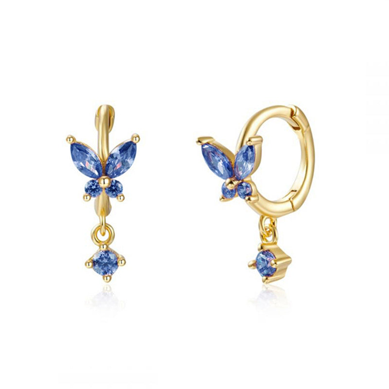 Wholesale Multicolor Zircon Rhinestone Butterfly Earrings