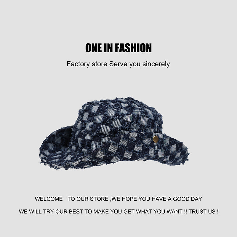 Wholesale Checkerboard Denim Bucket Hat