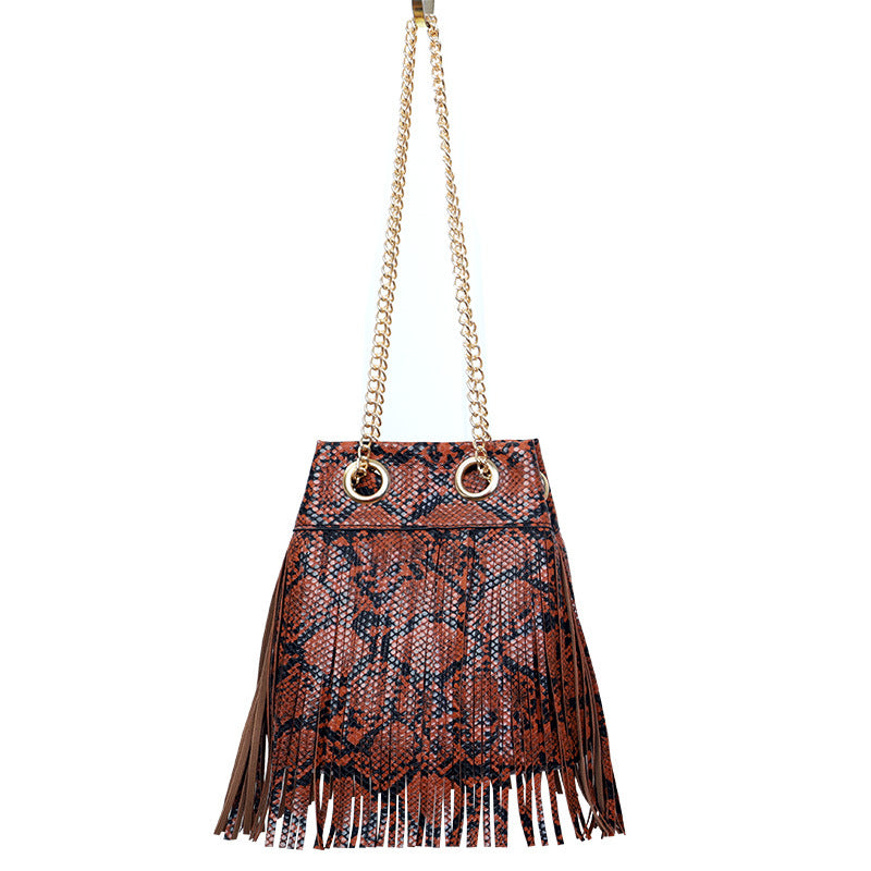 Bolsa de hombro de la cadena de patrón de serpiente de PU al por mayor