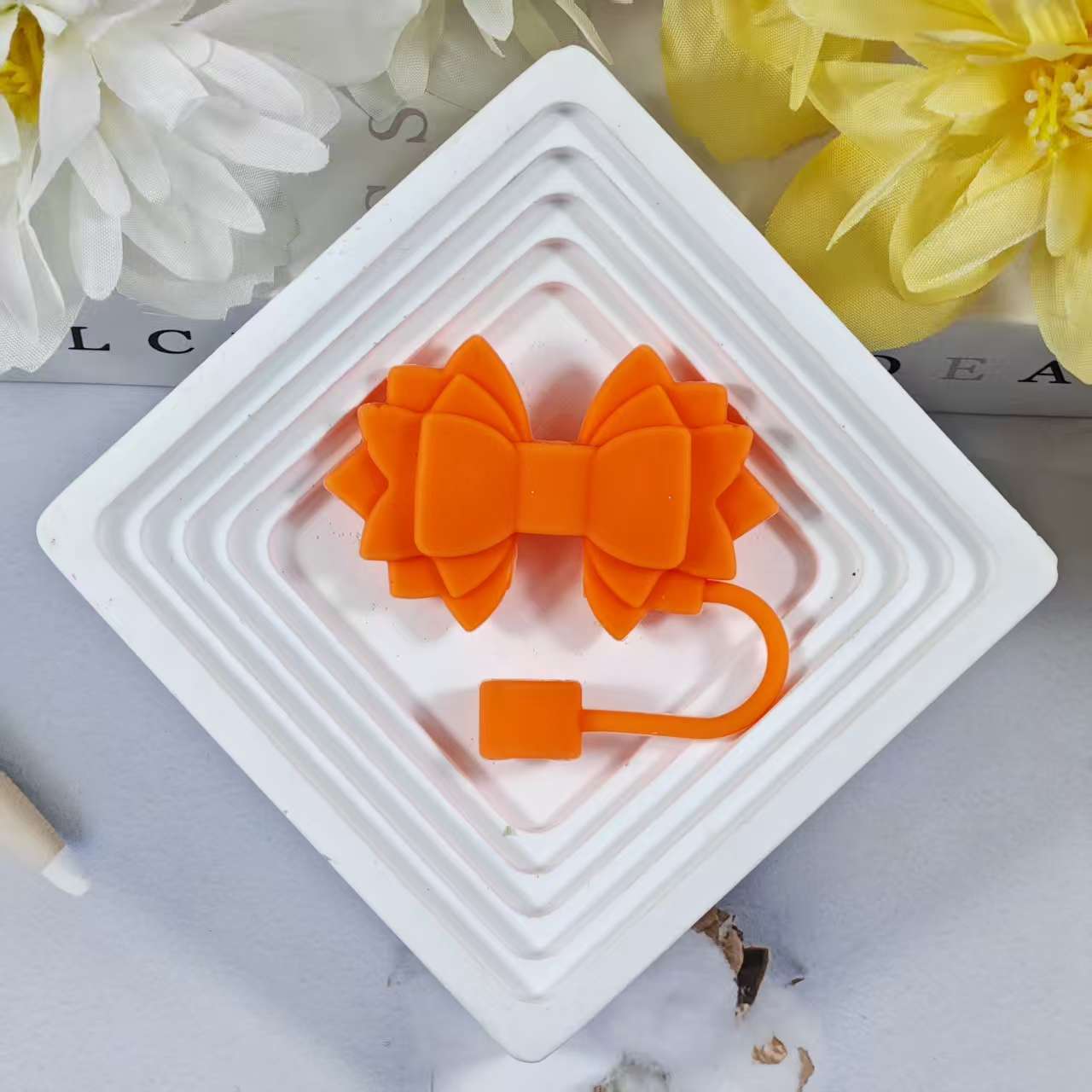 Wholesale 10pcs pink Bow Straw Tube Cap