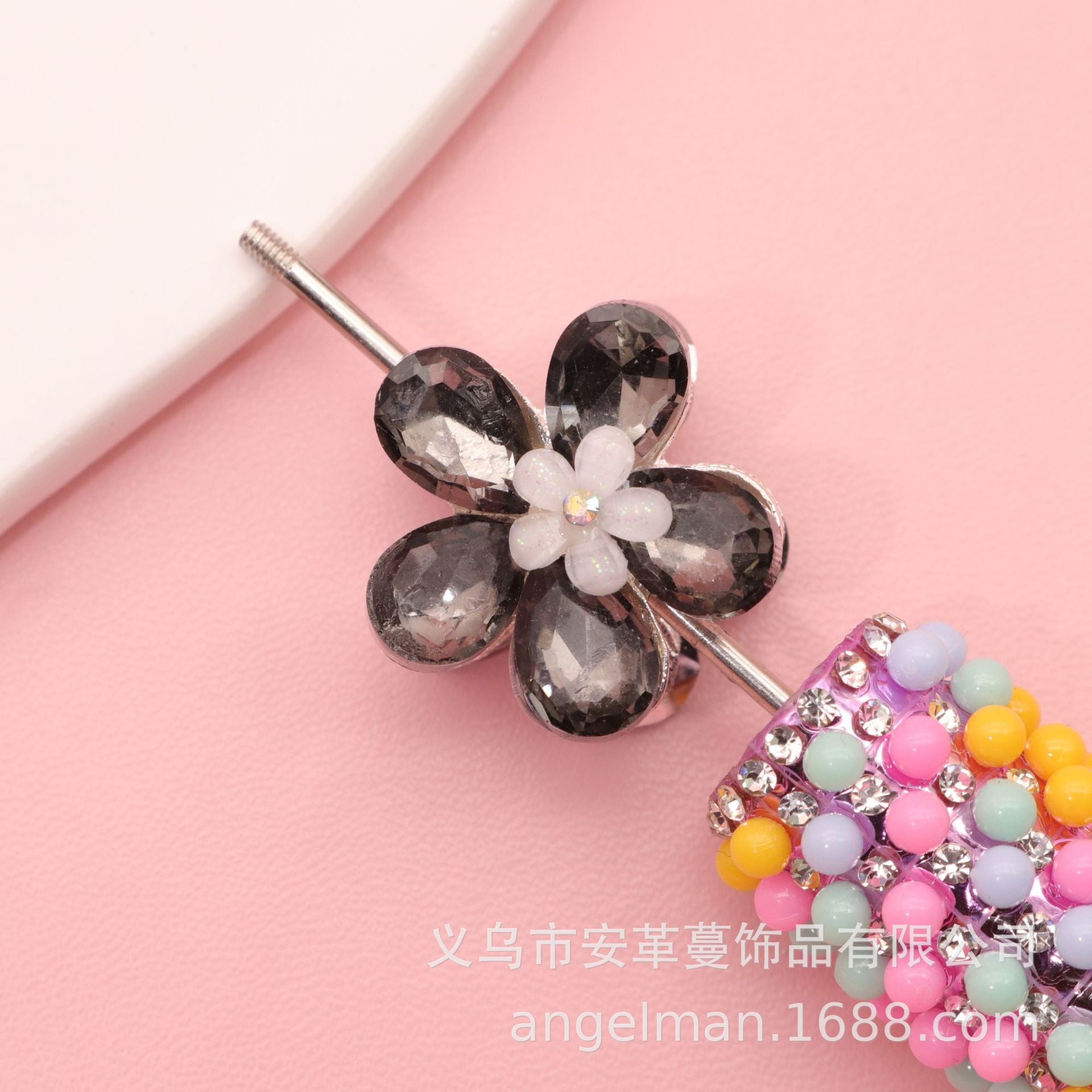 Wholesale Five-leaf flower beads double-sided crystal flower electroplating DIY beads