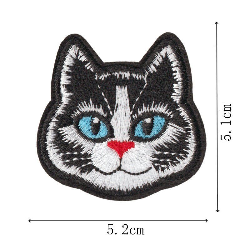 Wholesale Cartoon Cat Embroidery Iron On Patches 9 Pcs Polyester Cotton Clothing Repair Sticker Trendy DIY Fashion Accessory
