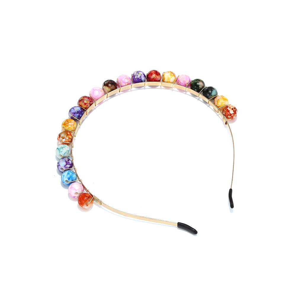Wholesale Bohemian Colorful Resin Hand Wrapped Beaded Headband