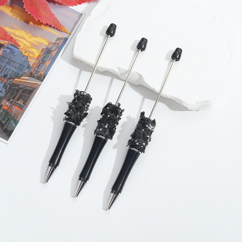 Wholesale 10pcs Beadable Pens Crushed Diamond Bead DIY Handmade Sticker Diamond Ballpoint Pen Student Gift