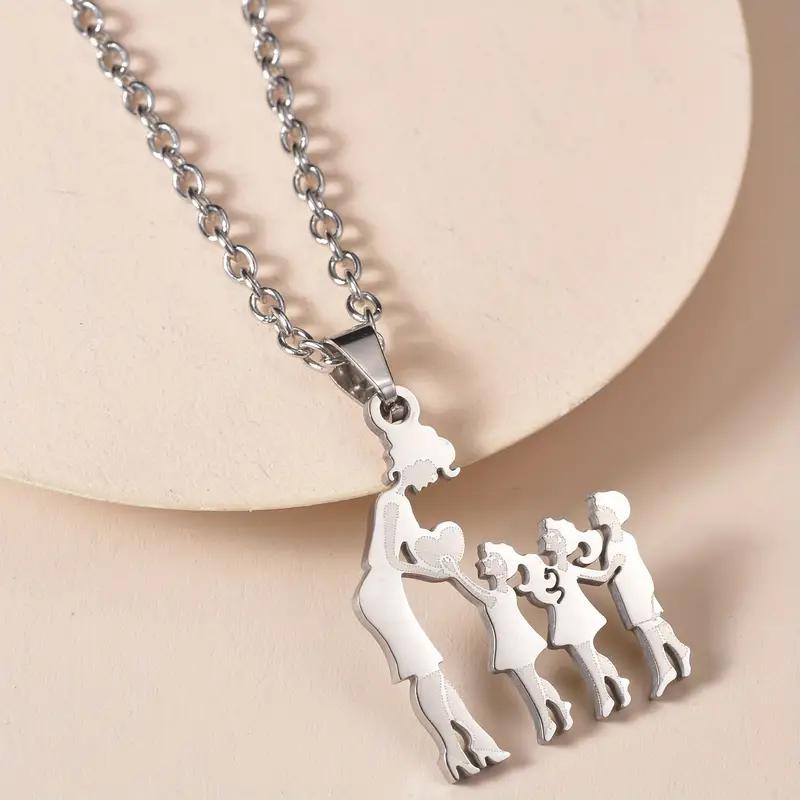 Wholesale Stainless steel mother and daughter son necklace