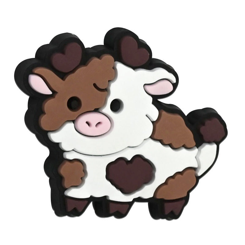 Wholesale Random 100pcs Cartoon Colorful Cow Series Pvc Soft Glue Double-Sided Focus Beads