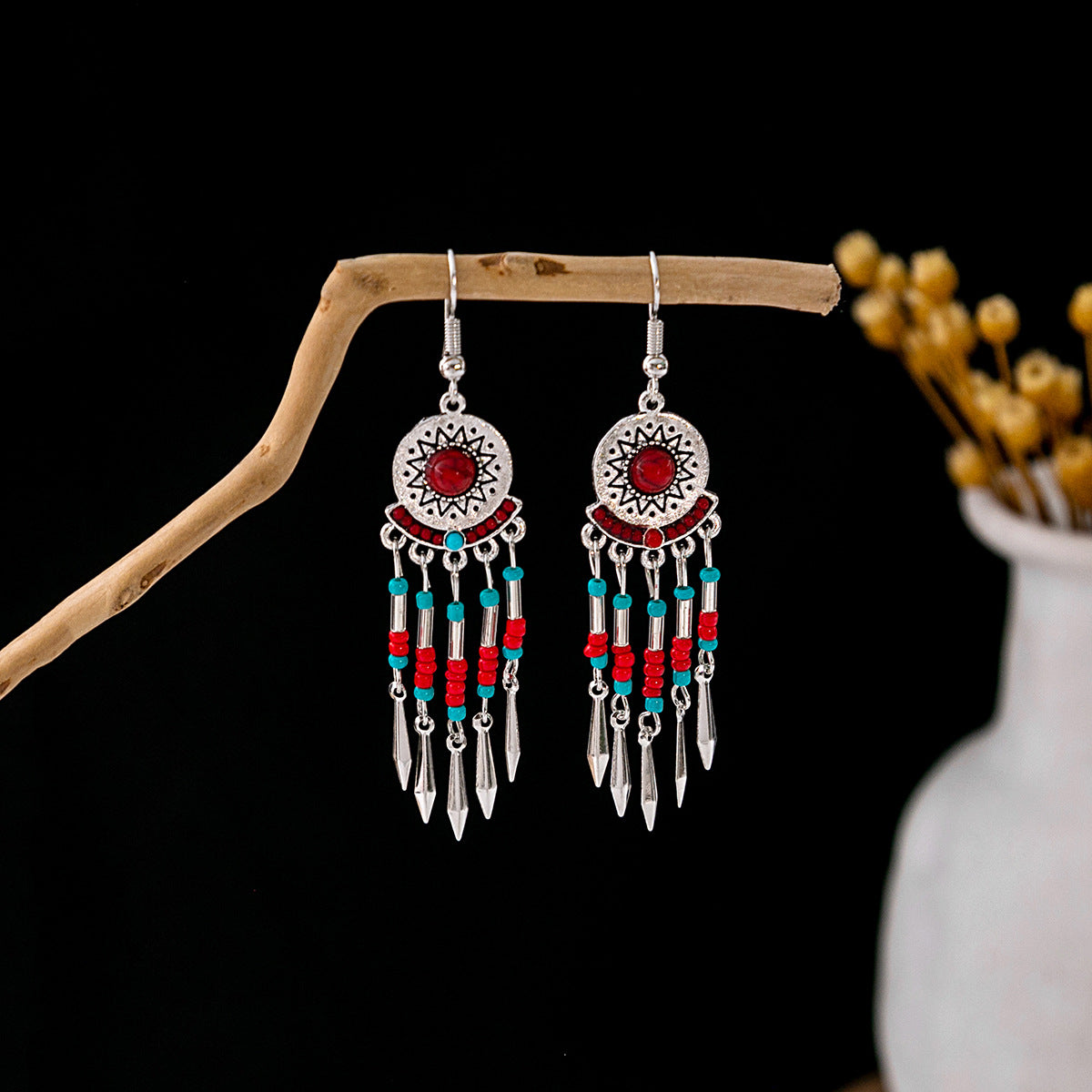 Wholesale Vintage Bohemian Tassel Turquoise Earrings