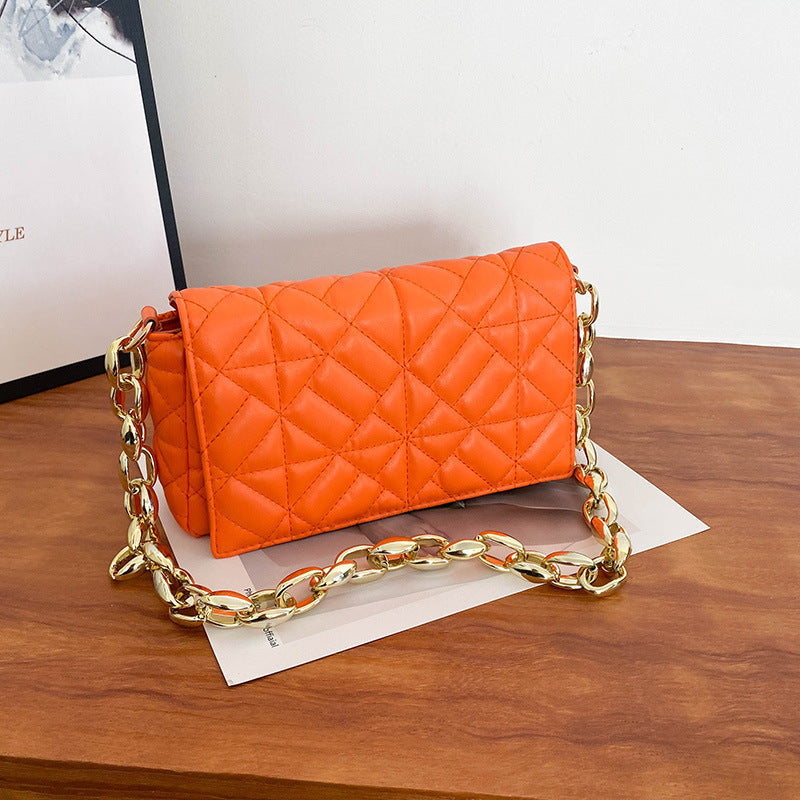 Wholesale Solid Color Thick Chain Embroidery Shoulder Bag