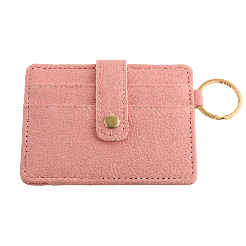 Patrón de vaca PU al por mayor llavero de topeador de tarjeta de color sólido