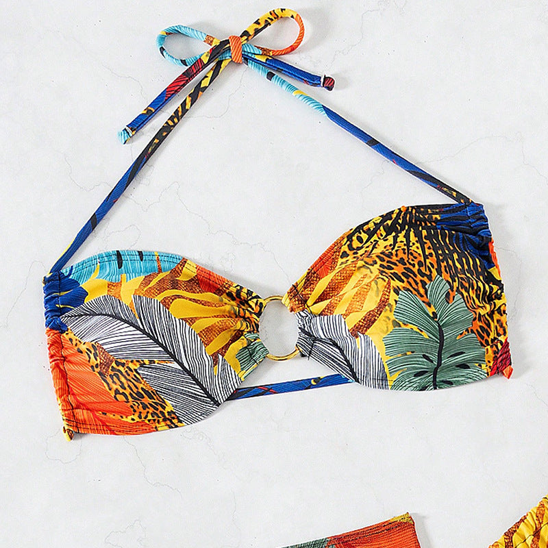 Wholesale Three-piece swimsuit boxer shorts lace-up swimsuit