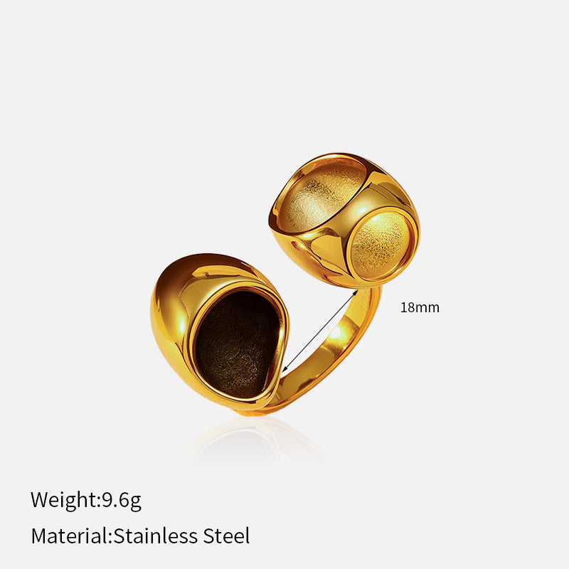 Wholesale Trendy Glossy Open Titanium Steel Ring Stainless Steel 18K Gold Plated Niche Ring