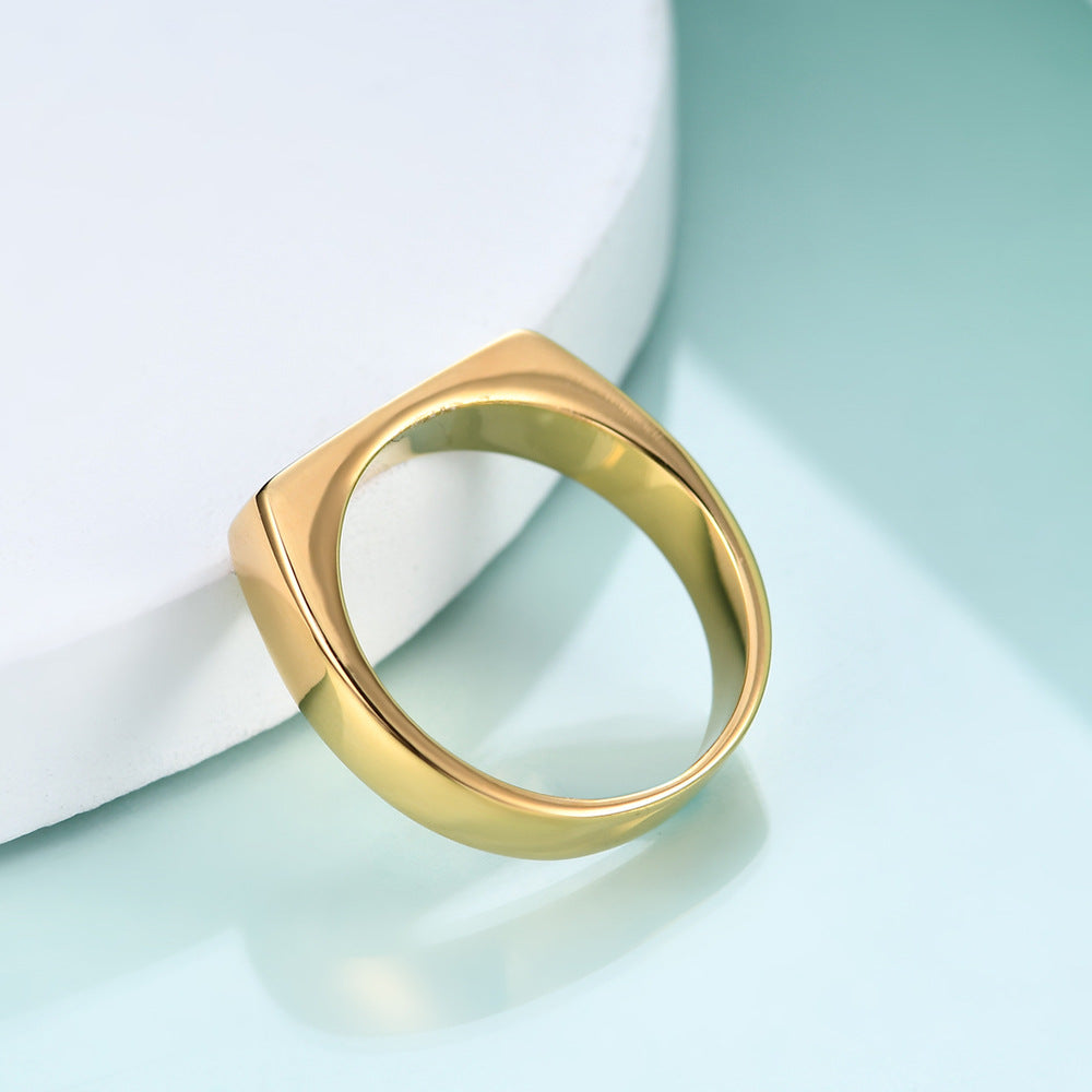 Wholesale simple and versatile temperament small strip 18K gold flat stainless steel ring
