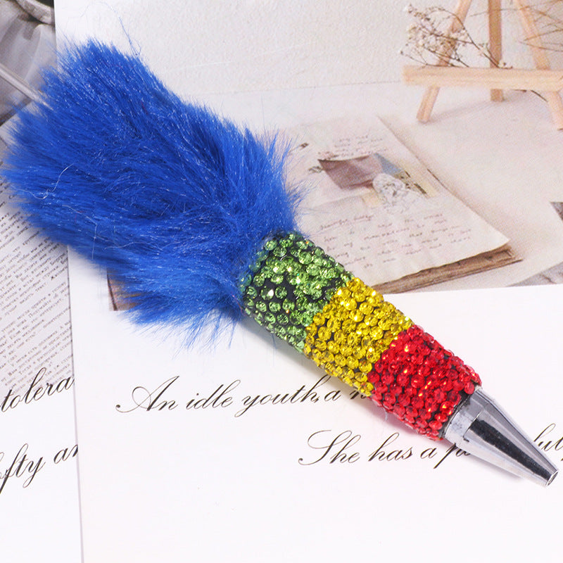 Wholesale 5pcs Multi colored plush rainbow beadable pens