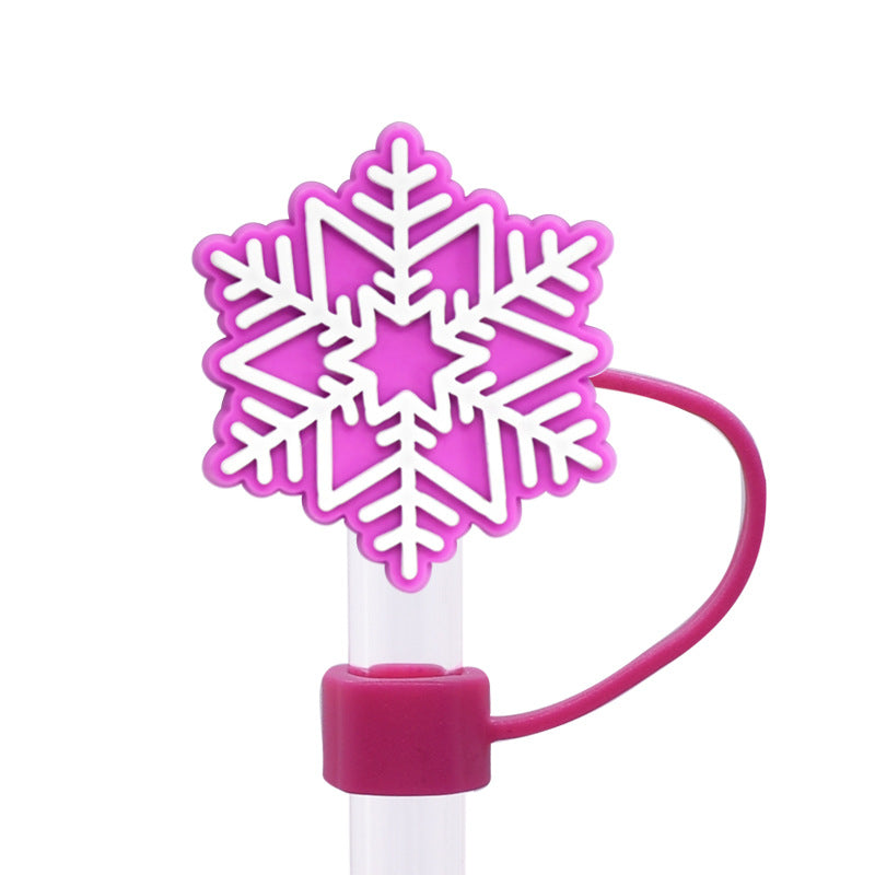 Wholesale Random 100pcs  snowflake  dust plug straw hat creative DIY cup straw accessories