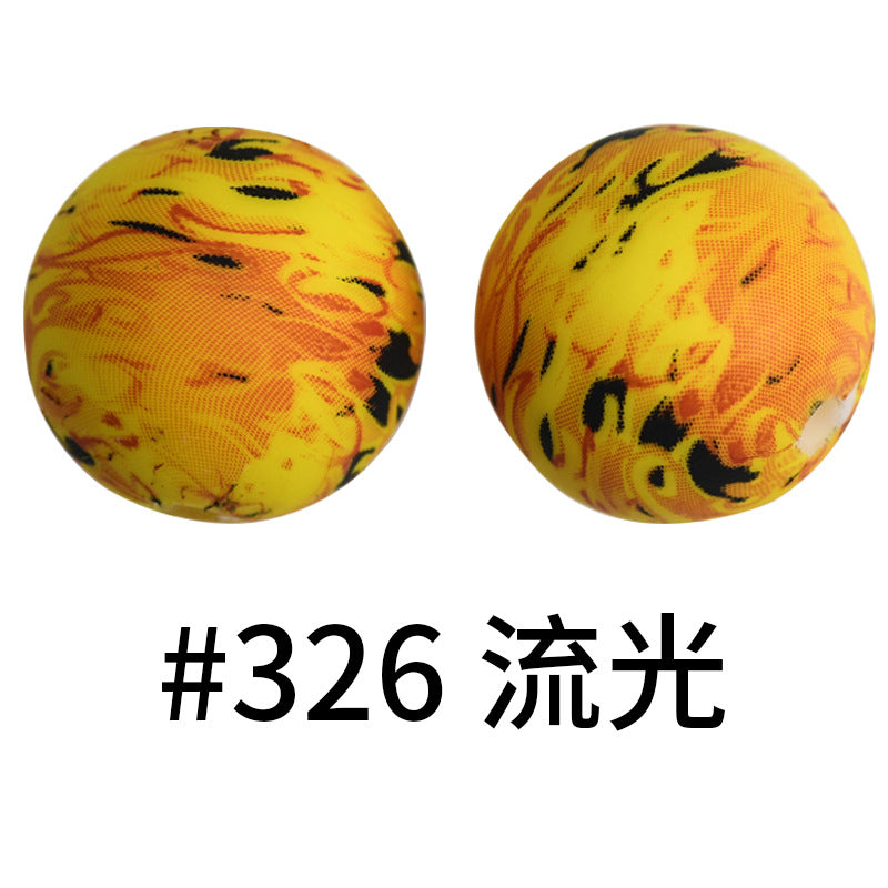 Wholesale 50pcs 16mm Print Silicone Beads Colorful Silicone Water Transfer Beads
