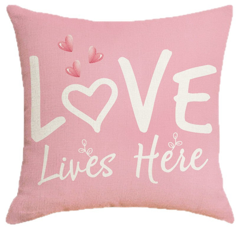 Wholesale Pink Suit Valentine' s Day Pillow Cover  Linen Letter Print