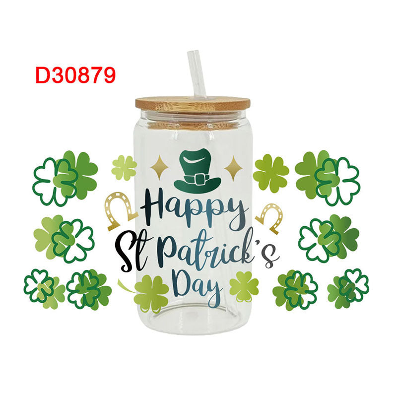 Wholesale St. Patrick's Day Rainbow Clover Alphabet Cartoon 16oz Cup UV DTF Wraps