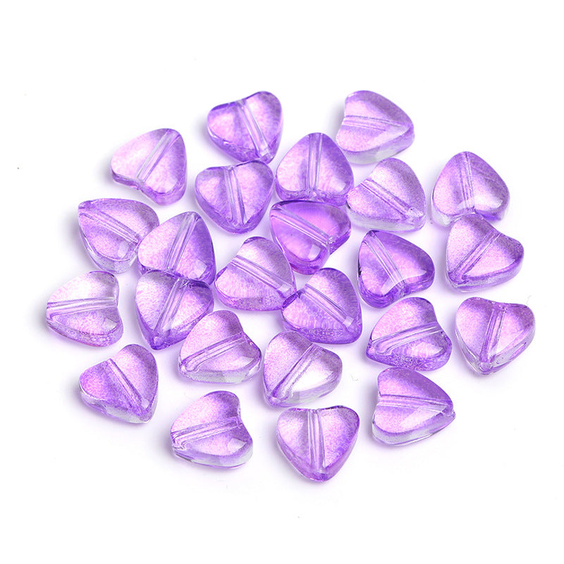 Wholesale 100pcs Heart-shaped Glass 8mm Straight Hole Jelly Colored Peach Heart DIY Beads