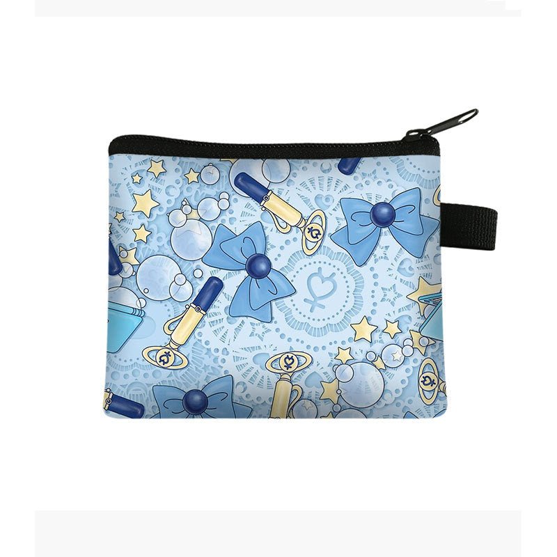 Wholesale Polyester Lipstick Bowknot Printing Kids Coin Purse Ladies Storage Bag