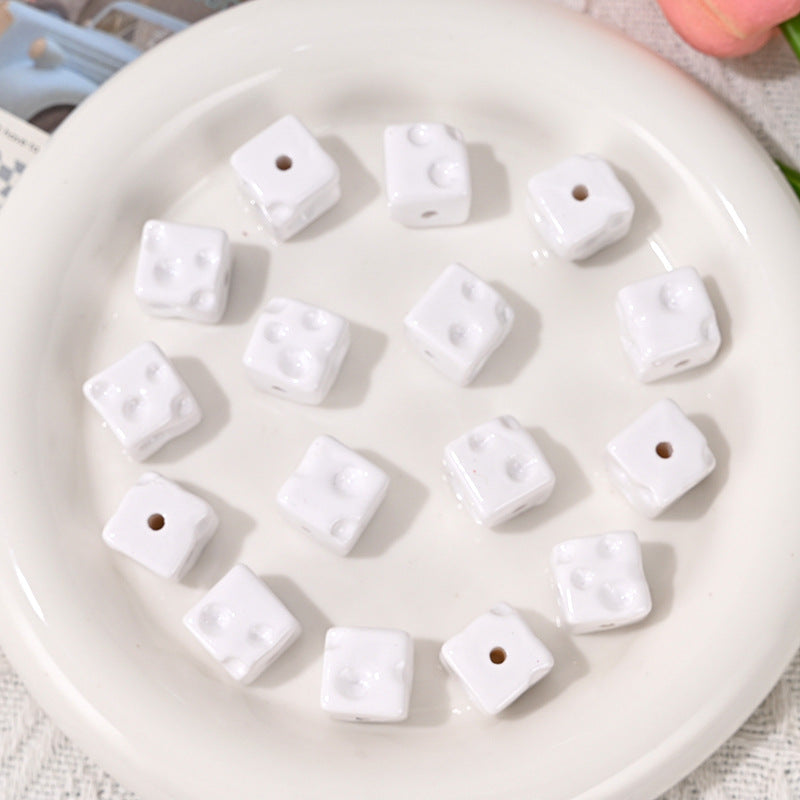 Wholesale   10pcs/pack   Acrylic baking paint texture cheese cube beads Acrylic Beads