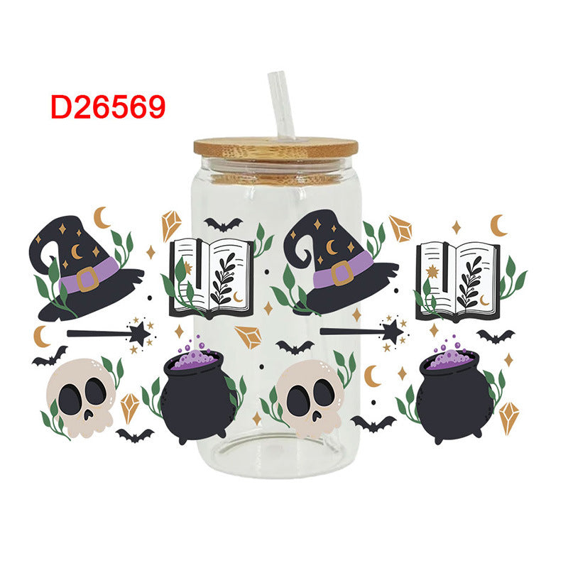 Wholesale Pumpkin Ghost Witch Halloween 16oz Cup UV DTF Wraps
