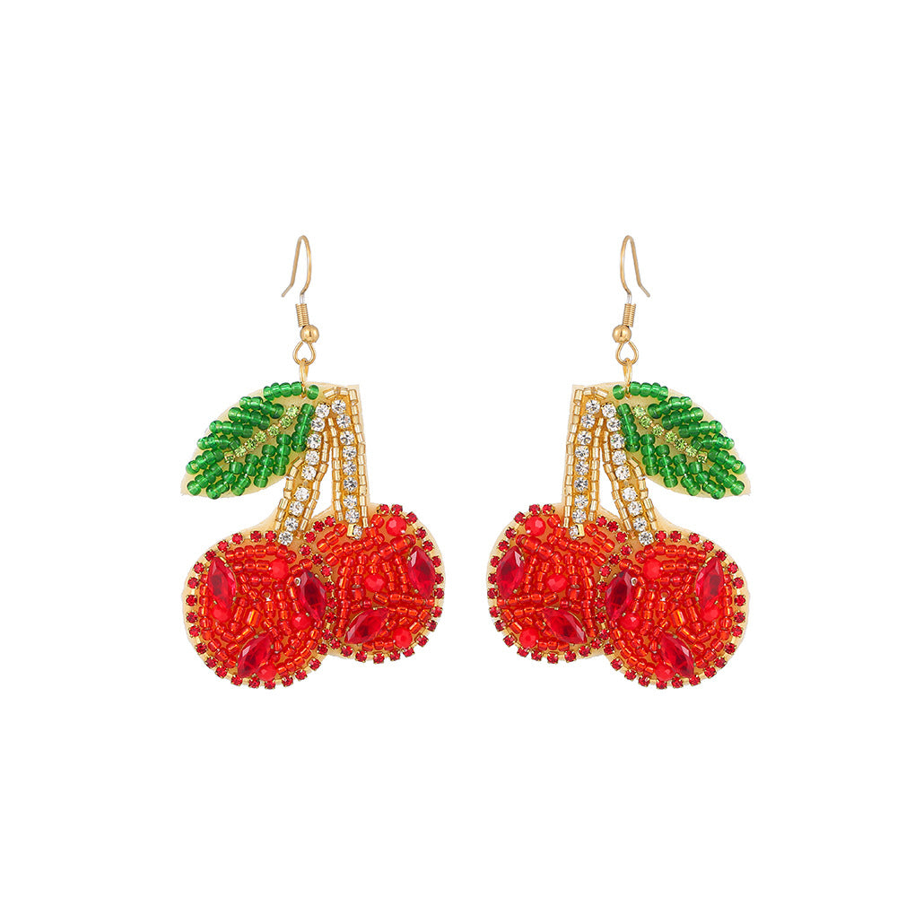 Wholesale Cherry rose flower seed bead earrings