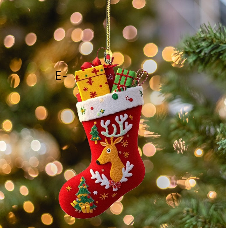 Wholesale Christmas Stocking Series Flat Holiday Pendant Keychain