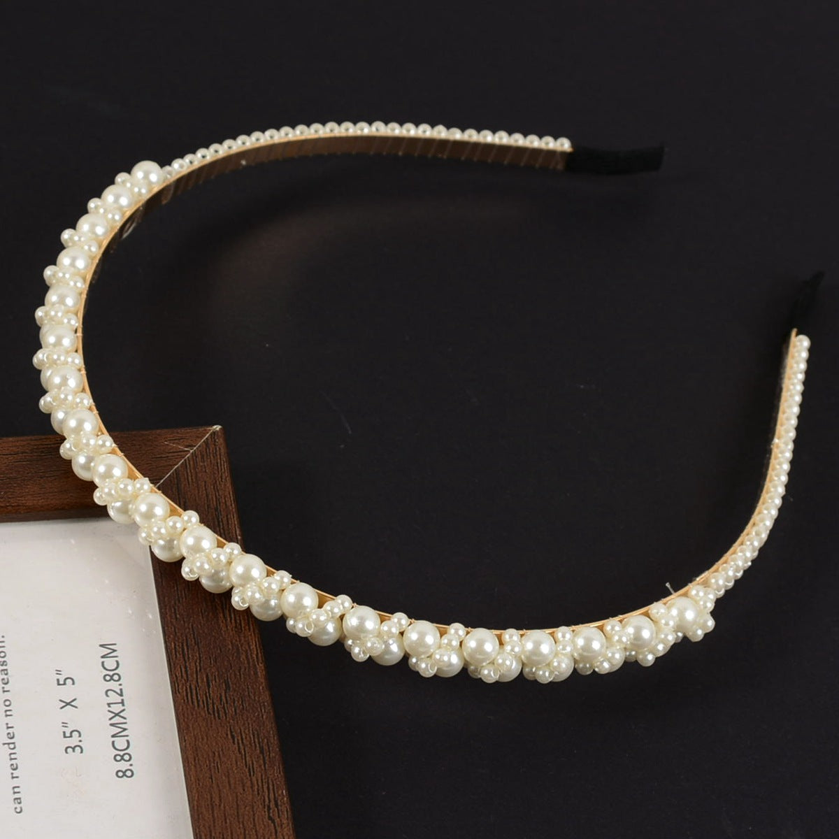Wholesale Hand-woven imitation pearl headband wrapped headband bridal hair accessories crown bow versatile hairpin female
