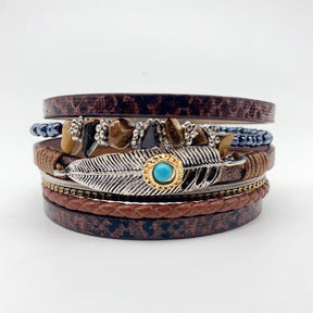 Wholesale Gravel Bohemian Plant Leaf Vintage Minimalist Natural Stone Bracelet