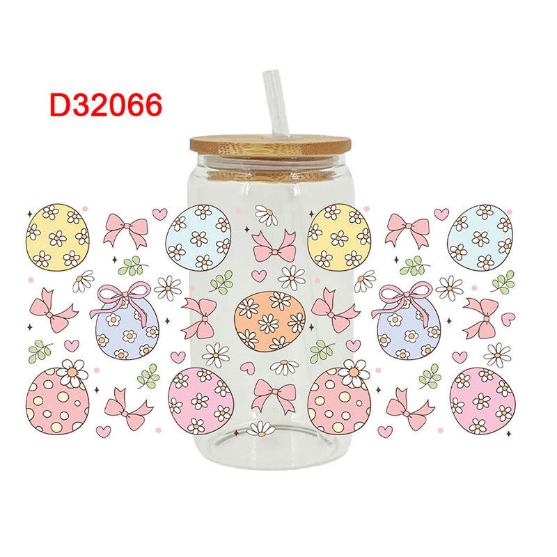 Wholesale Uv Transfer Sticker Glass Cup Crystal 16oz Cup UV DTF Wraps