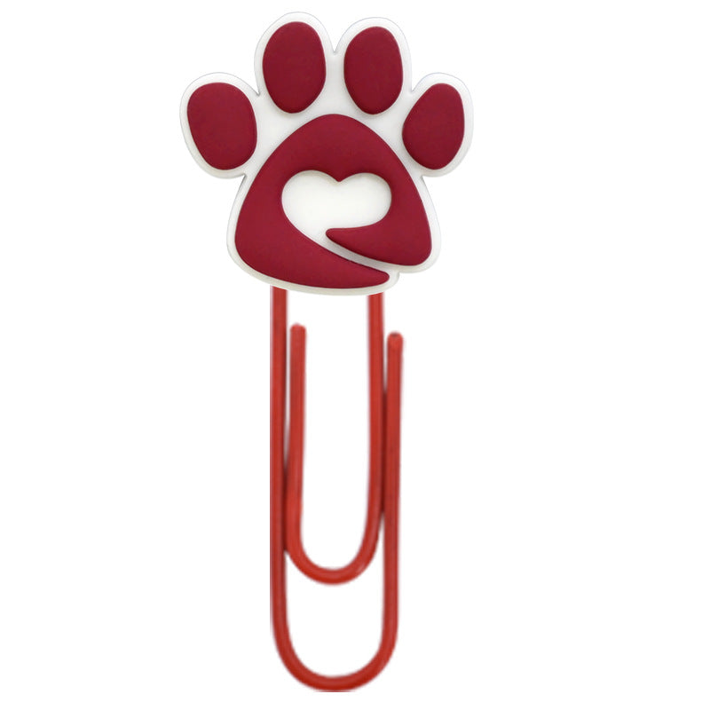 Wholesale Random 50pcs Cute colo  dog claw footprints paper clips metal bookmarks