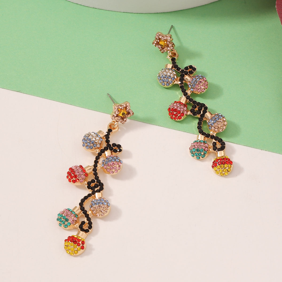Wholesale Christmas Lights with Diamond and Zinc Alloy Earrings