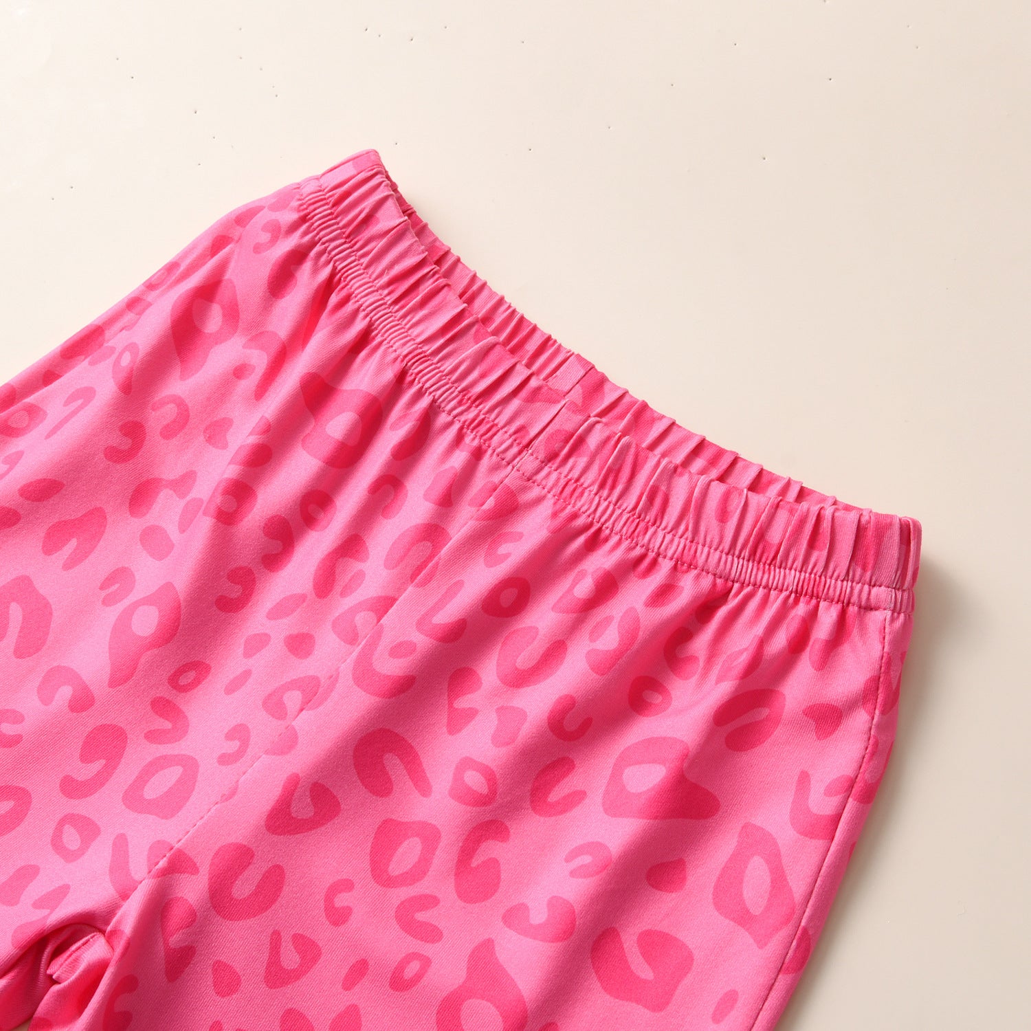 Wholesale Cotton Valentine's Day Kids Set Leopard Print Flare Pants Two Piece Set