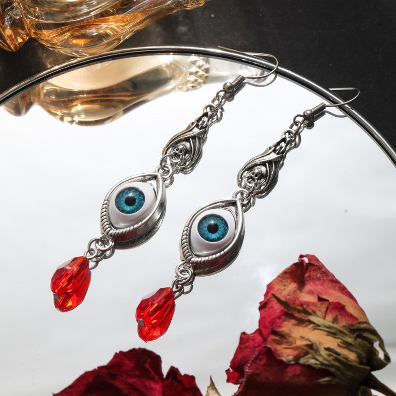 Wholesale Dark Gothic Devil Eye Long Tassel Earrings
