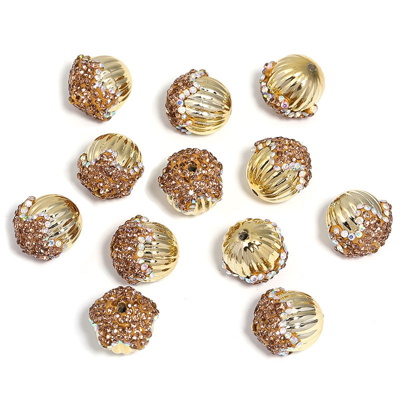 Wholesale 20pcs Rhinestone pumpkin beads  pine cone Acrylic Beads