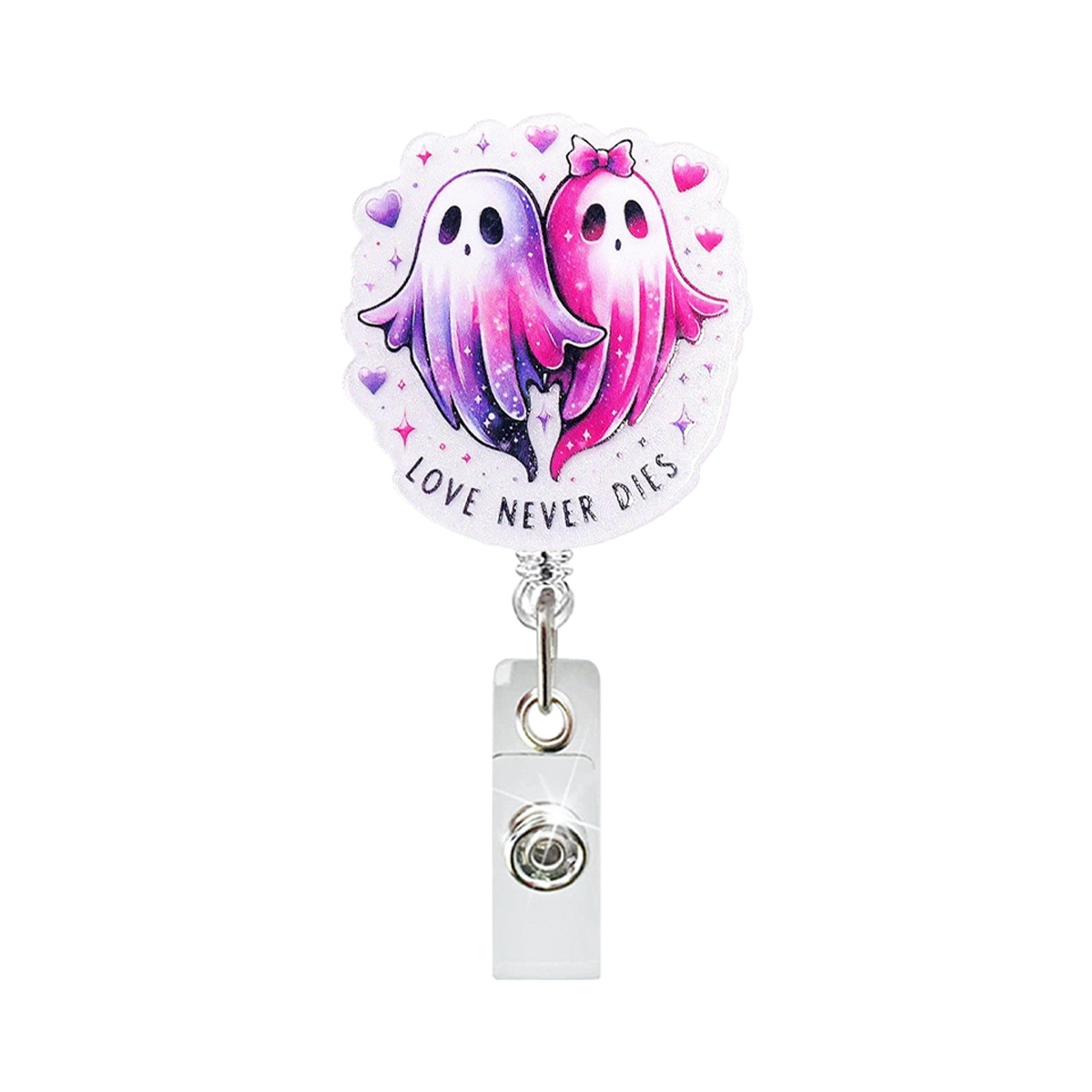 Wholesale  Pumpkin Bow Ghost Black Cat Easy Pull Buckle Telescopic Rotating Doctor Nurse Telescopic Id Buckle Badge