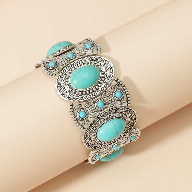 Wholesale Vintage Alloy Turquoise Stretch Bracelet Bohemian Bracelet