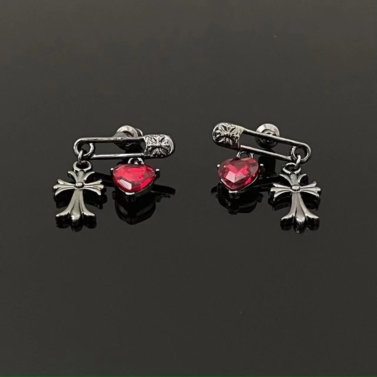 Wholesale Dark Cross Heart Earrings