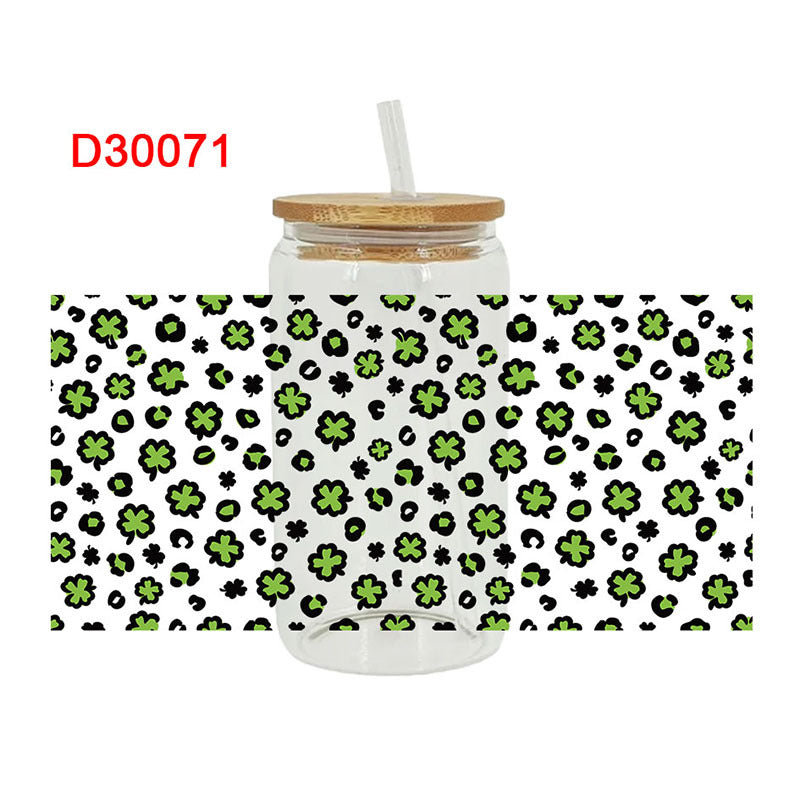 Wholesale Green Cartoon Bow 16oz Cup UV DTF Wraps