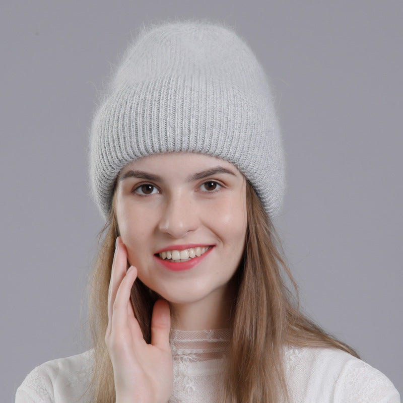 Wholesale All-match Rabbit Fur Autumn and Winter Fashion Knitted Wool Warm Pullover Earmuffs