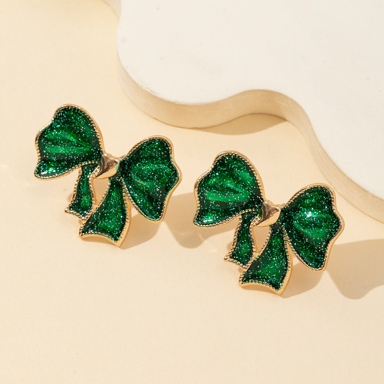 Wholesale Valentine's Day Bow Red and Green Earrings