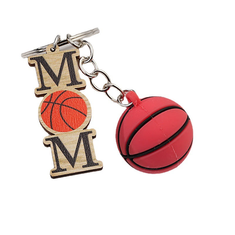 Wholesale Mother's Day Basketball Pendants Wooden Keychain