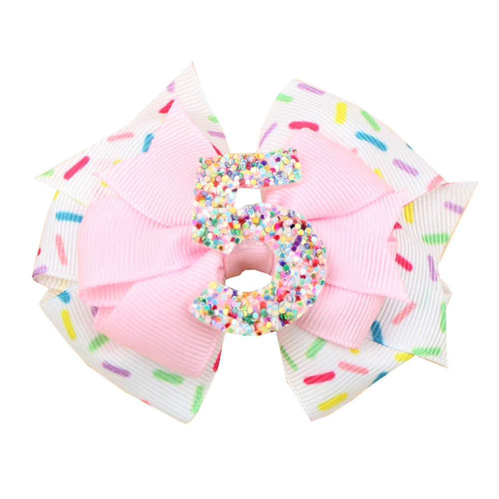 Wholesale 5pcs Birthday Number Gretel Baby Ice Cream Pink Hair Clip