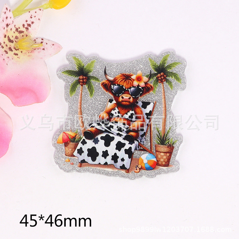 Wholesale  10pcs  New loose powder cartoon cute calf pony bag accessories acrylic cute DIY patch accessories