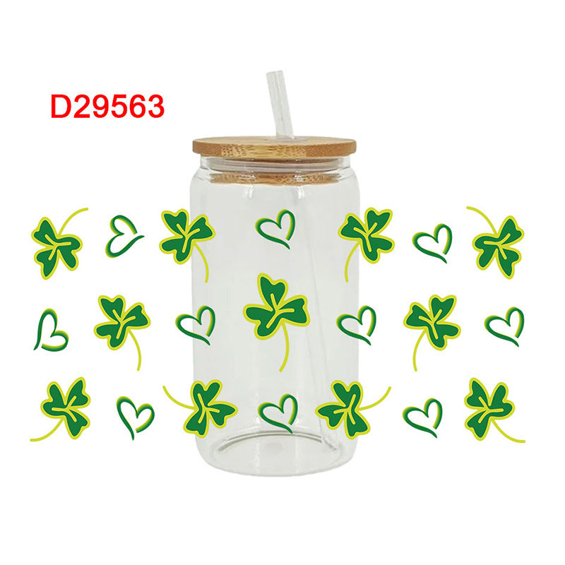 Wholesale Green Clover St. Patrick's Day 16oz Cup UV DTF Wraps
