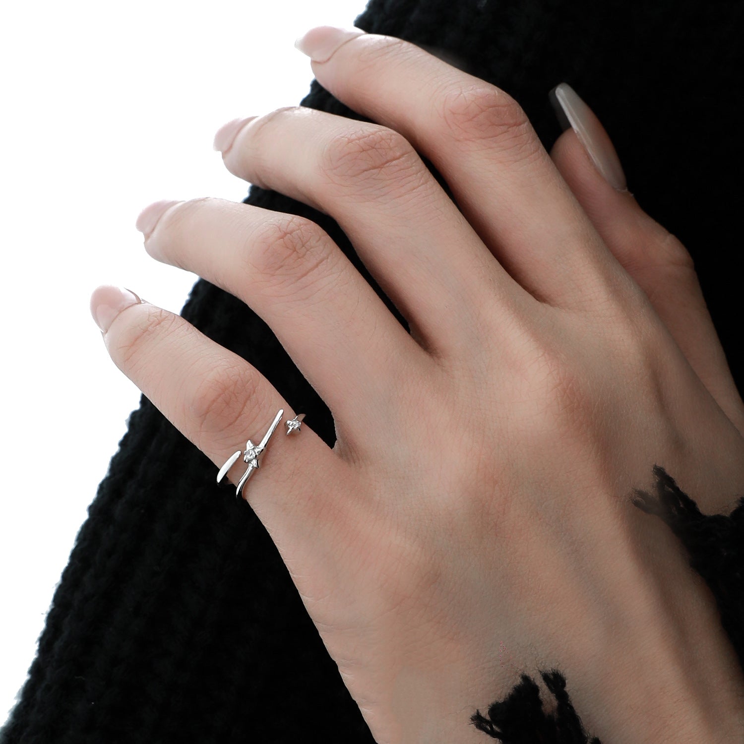 Wholesale Star orbit zircon non fading open ring