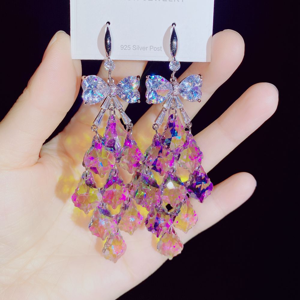 Wholesale Crystal All-match Heart Long Earrings